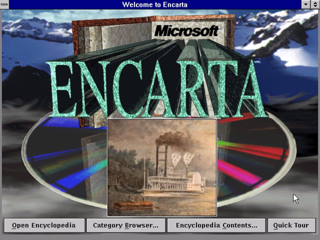 Microsoft Encarta Home Screen on Windows 3.1 (1993)